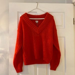 NWT Orange V-Neck Sweater Size Small